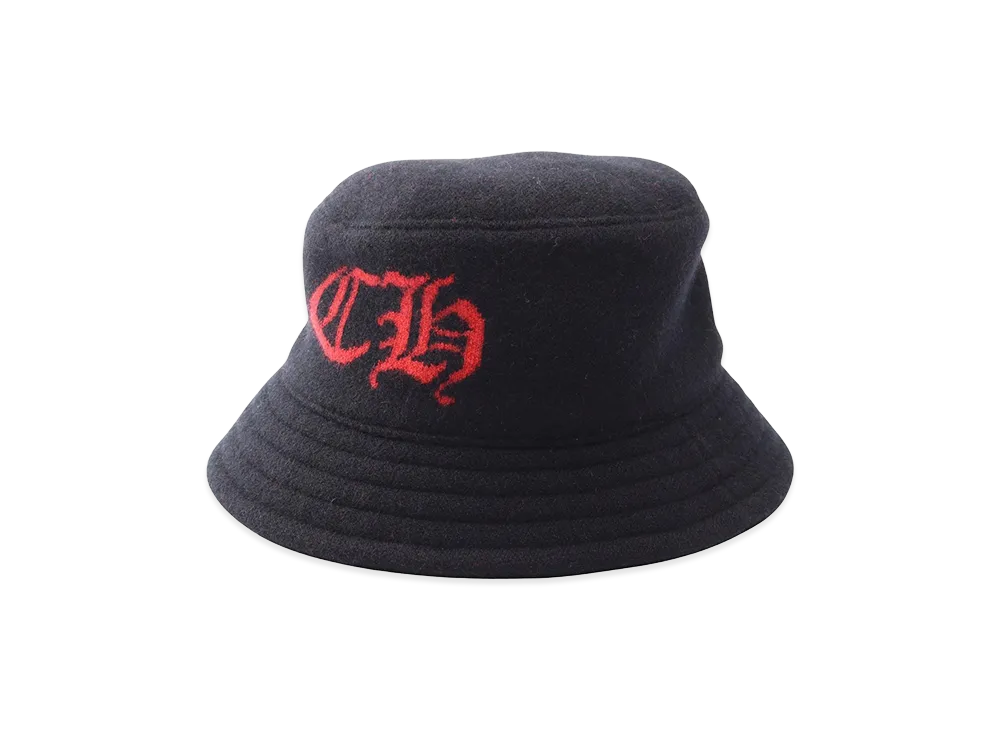 Chrome Hearts CH Logo Cashmere Bucket Hat "Black/Red"