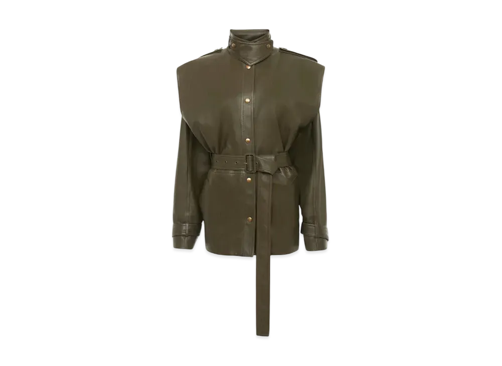 Chloe Oversized Blouson Jacket In Leather "Biscotti Brown"