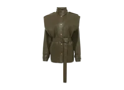 Chloe Oversized Blouson Jacket In Leather "Biscotti Brown"