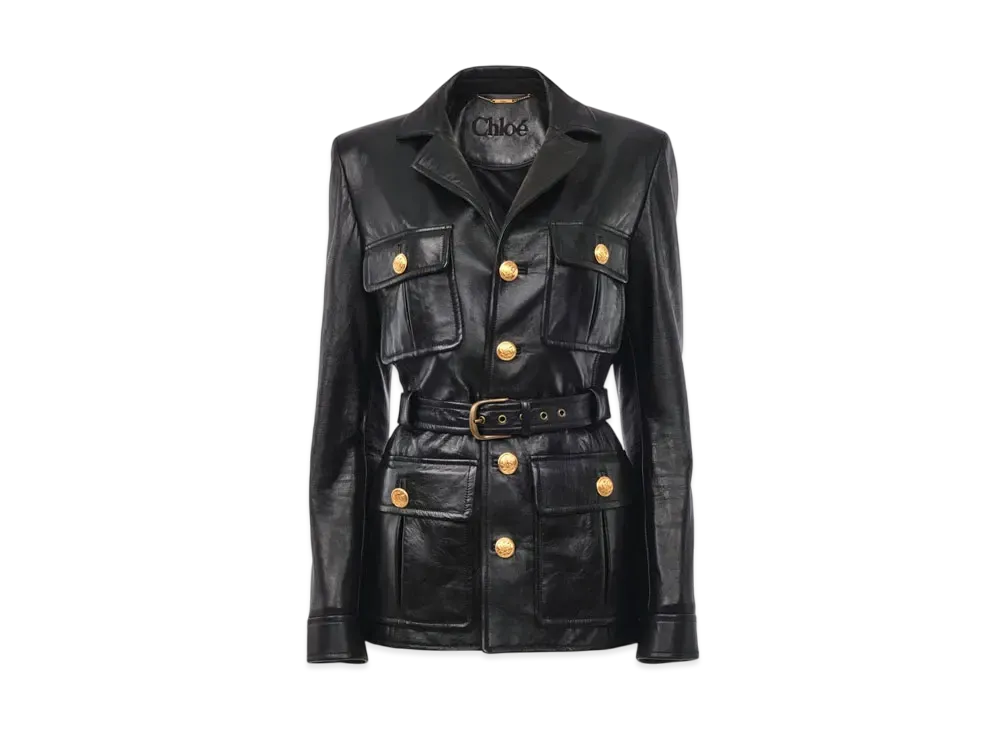 Chloe Utilitarian Jacket In Leather "Black"