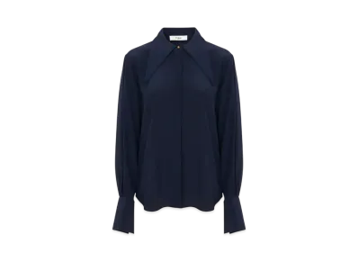 Chloe Heritage Blouse In Silk Crepe De Chine "Eclipse Blue"