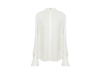 Chloe Oversized Blouse In Viscose And Silk Satin "Iconic Milk"