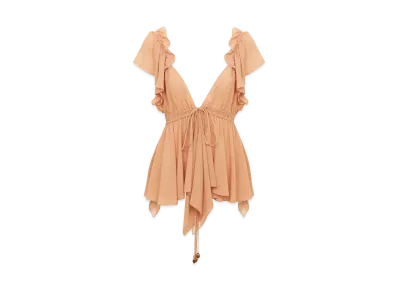 Chloe Gathered Camisole Top In Silk Georgette "Cheek"