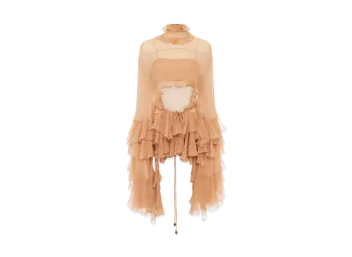 Chloe Fluid volant top in silk mousseline "Cheek"