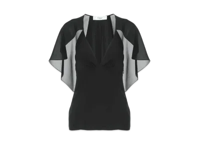 Chloe Cape Top In Silk Georgette "Black"