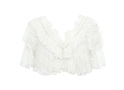 Chloe Heritage V-Neck Lace Top "Pristine White"