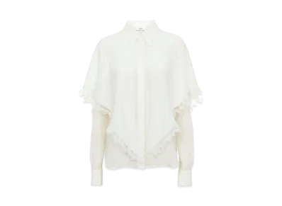 Chloe Knotted Heritage Cape Blouse In Silk "Iconic Milk"