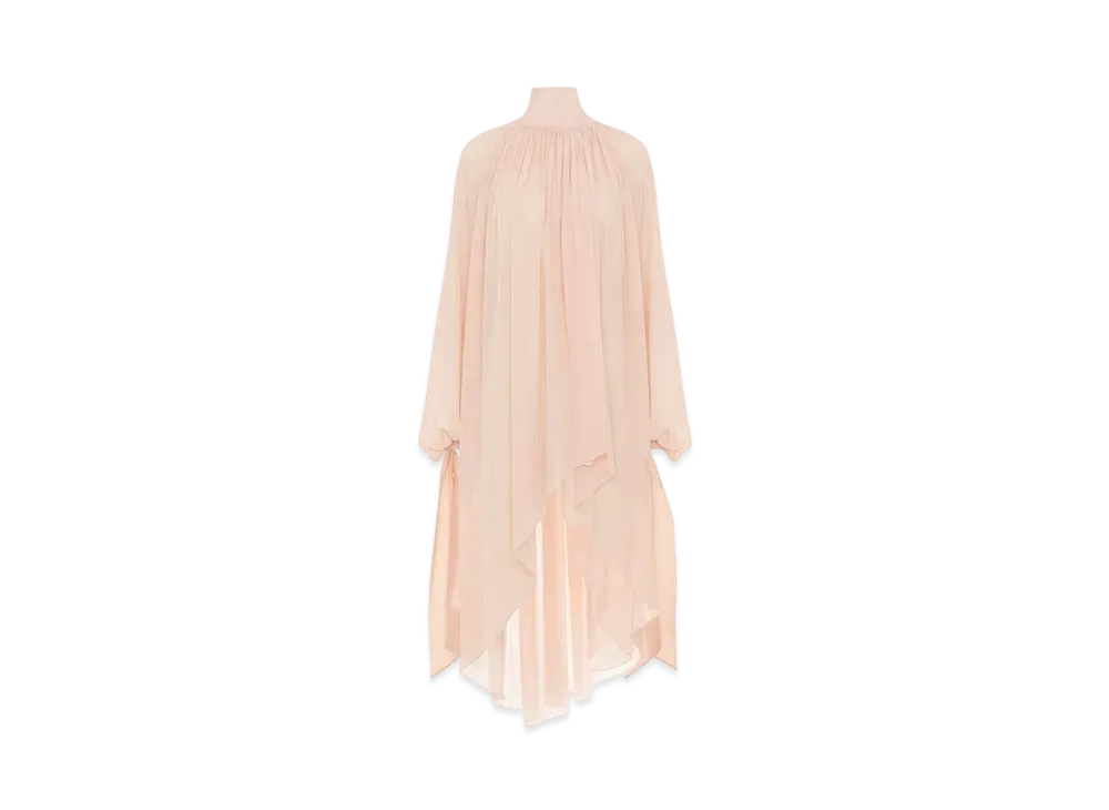 Chloe Fluid Tunic Dress In Silk Georgette "Pearl Blush"