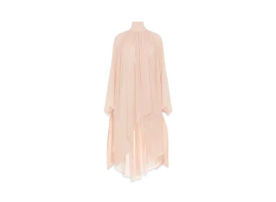 Chloe Fluid Tunic Dress In Silk Georgette "Pearl Blush"