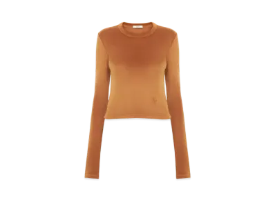 Chloe Long-Sleeve Top In Velvet Jersey "Autumnal Brown"