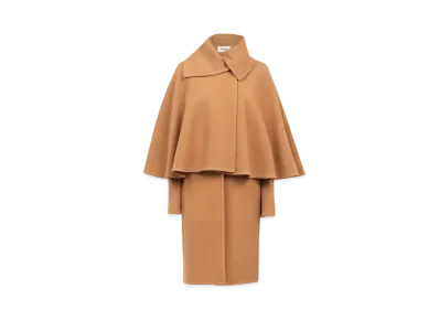 Chloe Cape Coat In Wool And Cashmere "Soft Tan"