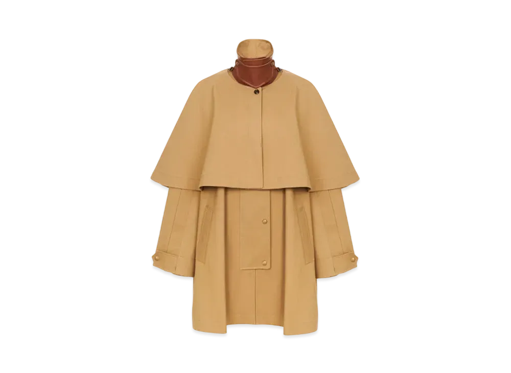 Chloe Parka In Cotton Gabardine With Cape "Past Khaki"