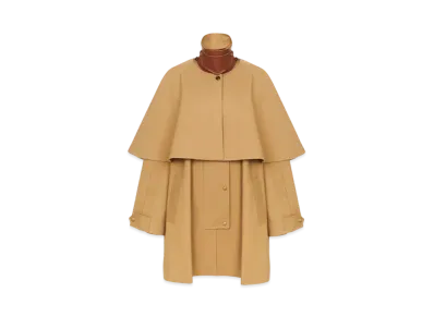 Chloe Parka In Cotton Gabardine With Cape "Past Khaki"