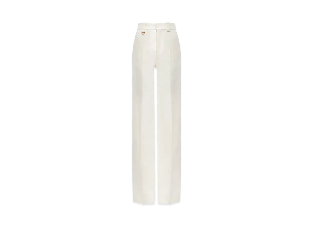 Chloe Tailored Pants In Brushed Cotton "Coconut Milk"
