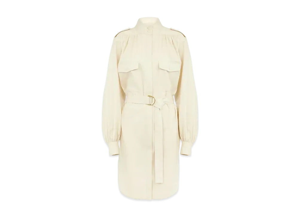 Chloe Utilitarian Shirt Dress In Light Cotton Poplin "Secret Brown"