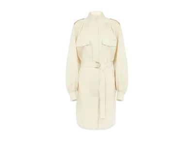 Chloe Utilitarian Shirt Dress In Light Cotton Poplin "Secret Brown"