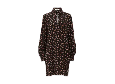 Chloe Long-Sleeve Mini Dress In Printed Crepe De Chine "Pearl Blush"