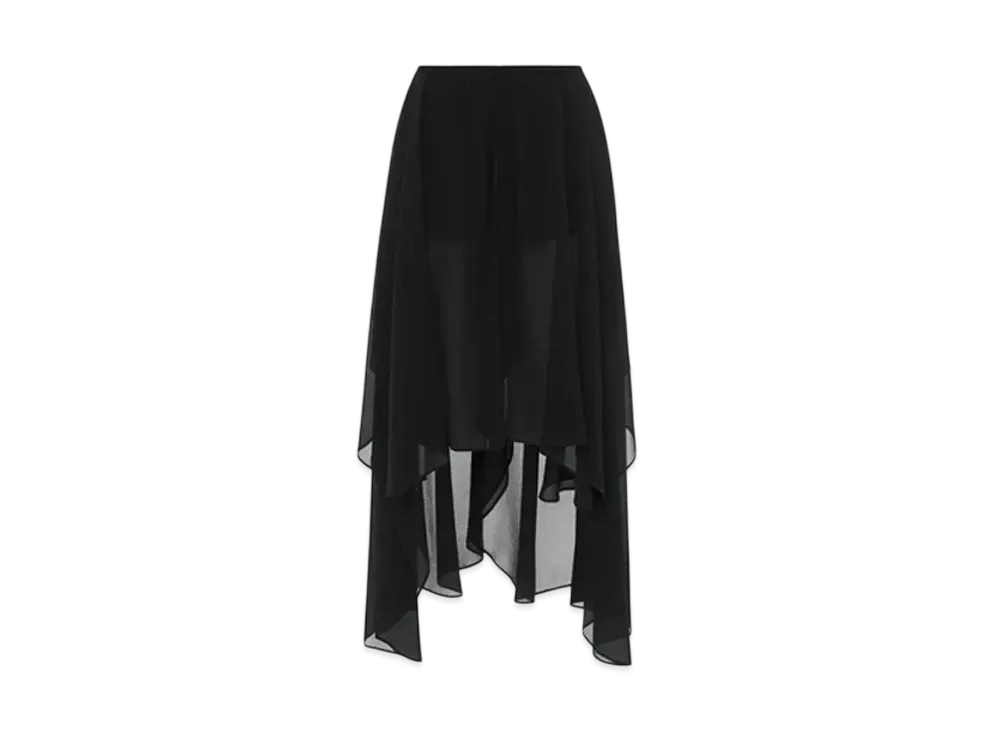 Chloe Fluid Volant Shorts In Silk Georgette "Black"