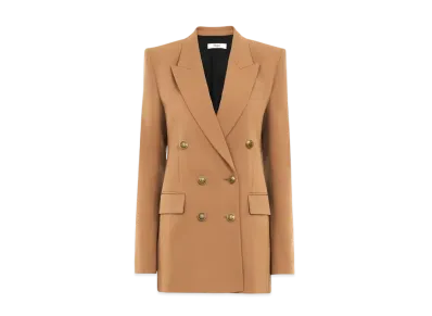 Chloe Tailored Jacket In Wool Grain De Poudre "Coconut Brown"