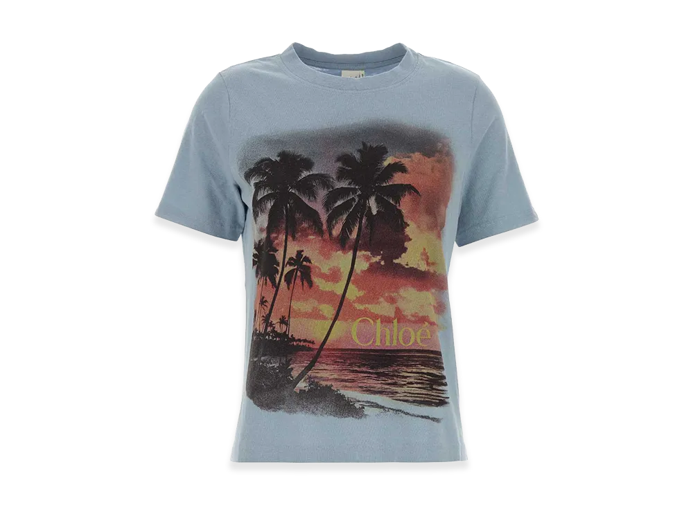 Chloe Women's Cotton T-Shirt "Light Blue"
