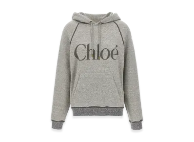 Chloe Women's Oversized Logo Hoodie In A Cotton Fleece Mix "Gray"