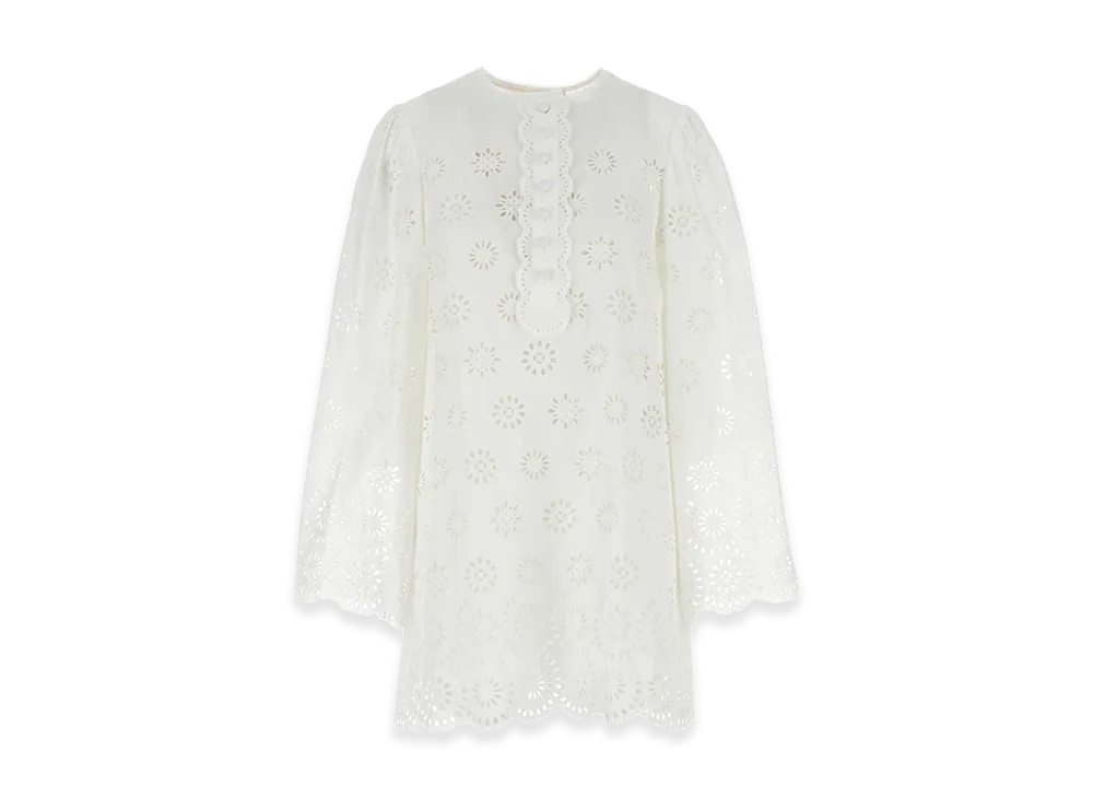 Chloe Women's Broderie Anglaise Mini Dress "White"