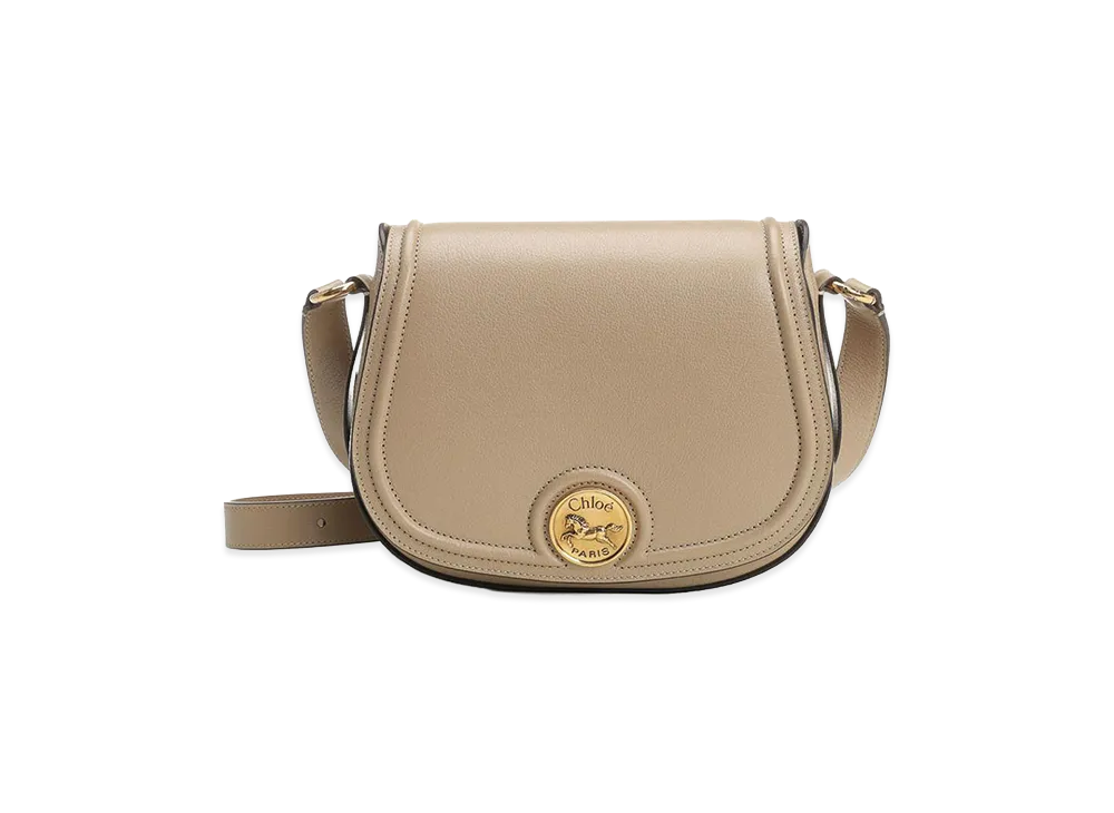 Chloe Women's Leather Horse Medal Crossbody Bag "Beige"
