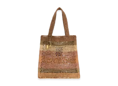 Chloe Women's Embroidered Raffia Small Summer Banana Shopping Bag "Multicolor"