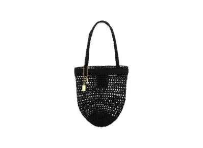 Chloe Women's Raffia Small Summer Banana Shopping Bag "Black"