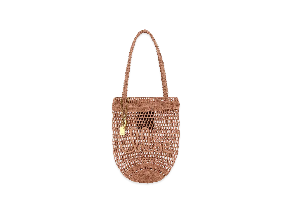 Chloe Women's Raffia Small Summer Banana Shopping "Antiqued Pink"