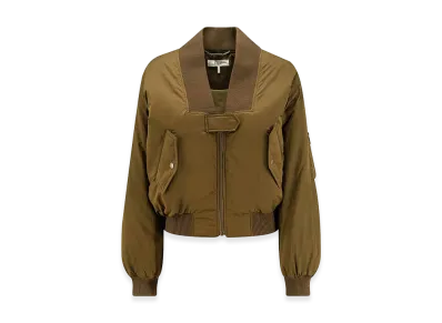 Chloe Women's Polyester Blend Bomber Jacket "Brown"