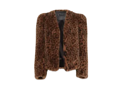 Chloe Boxy Jacket In Faux Fur "Caramello"