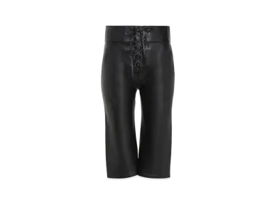 Chloe Lace-Up Capri Pants In Leather "Black"