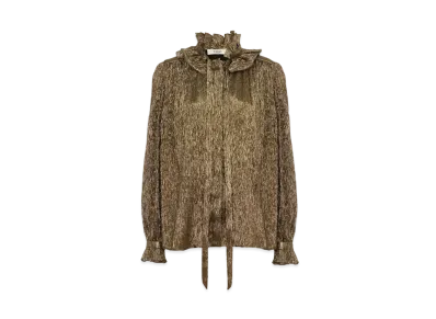 Chloe Fluid Blouse In Silk Crepon Lame "Black Gold"