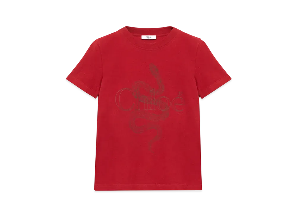 Chloe Baby Fit Logo T-Shirt In Cotton Jersey "Tulip Red"