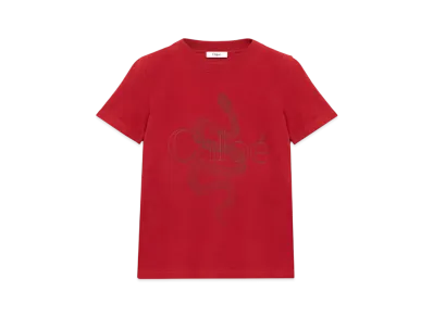 Chloe Baby Fit Logo T-Shirt In Cotton Jersey "Tulip Red"