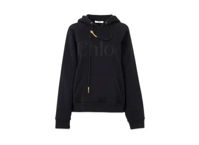 Chloe Generous Logo Hoodie In Cotton Fleece "Black"