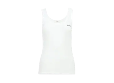 Chloe Logo Tank Top In Jersey "White"