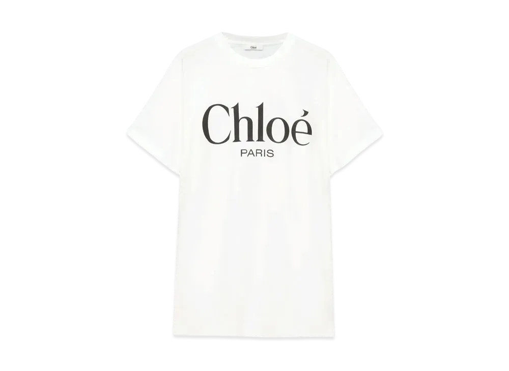 Chloe Oversized Logo T-Shirt In Cotton Jersey "White"