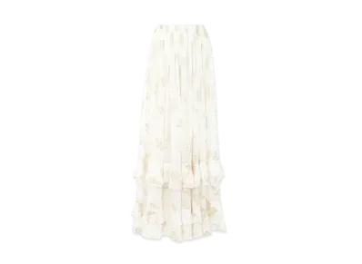 Chloe Fluid Maxi Skirt In Silk Jacquard and Lurex "Coconut Milk"