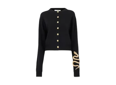 Chloe Embroidered Cardigan In Wool and Cashmere Knit "Black"