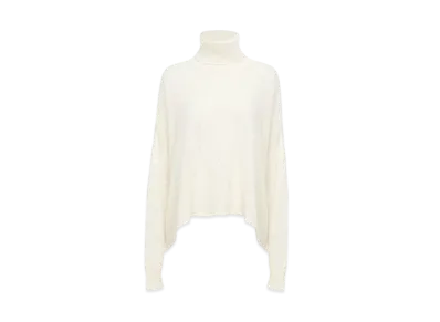 Chloe Generous Turtleneck Sweater In Pointelle Knit "Iconic Milk"