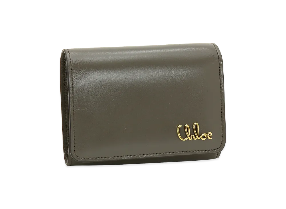 Chloe Women's Iconic Small Trifold Metal Logo "Flannel Grey"