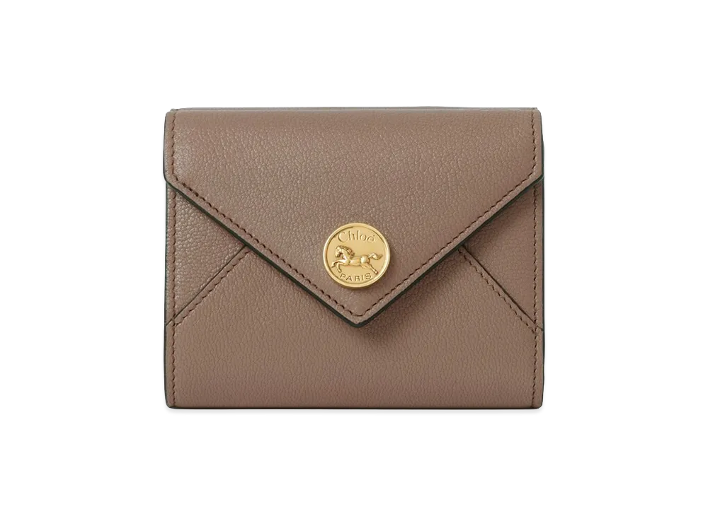 Chloe Envelope Grain Leather Small Trifold Wallet "Deep Taupe"