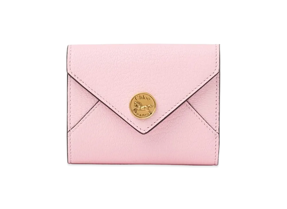 Chloe Envelope Grain Leather Small Trifold Wallet "Ballet Pink"