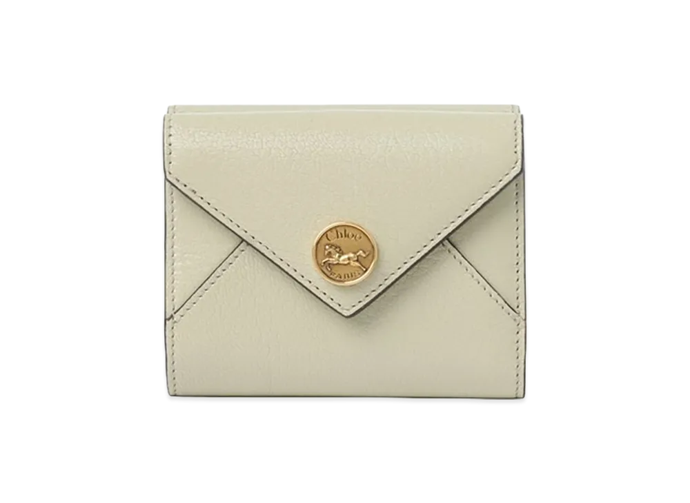 Chloe Envelope Grain Leather Small Trifold Wallet "Jade Grey"