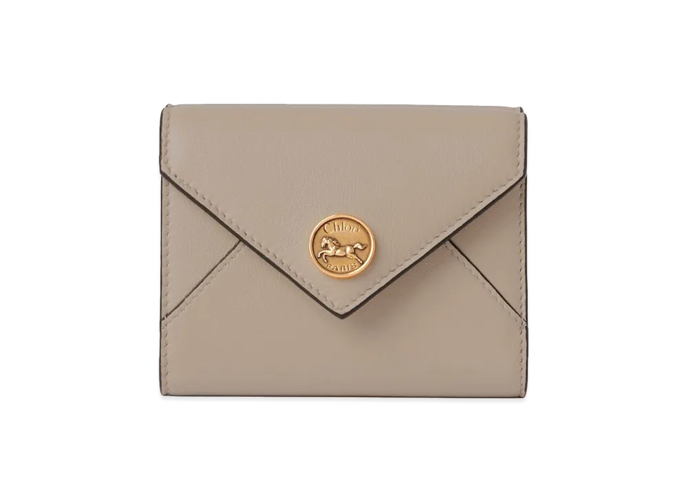 Chloe Envelope Grain Leather Small Trifold Wallet "Motty Grey"