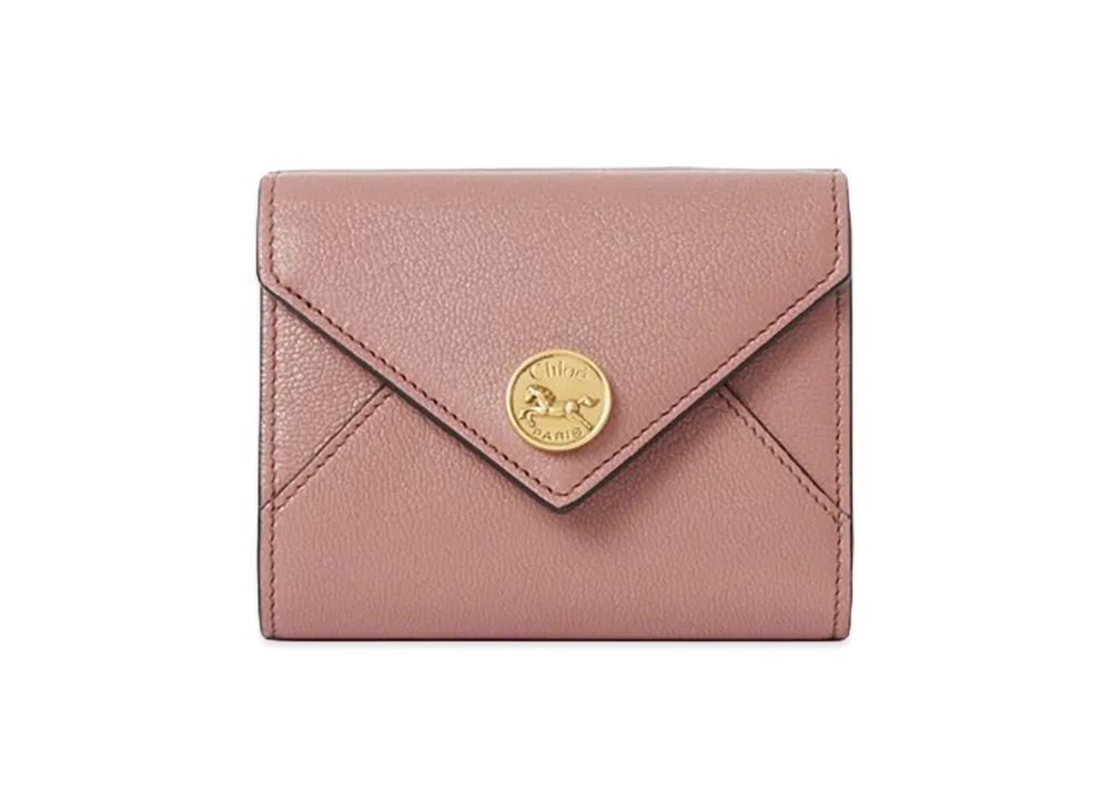 Chloe Envelope Grain Leather Small Trifold Wallet "Nougat"