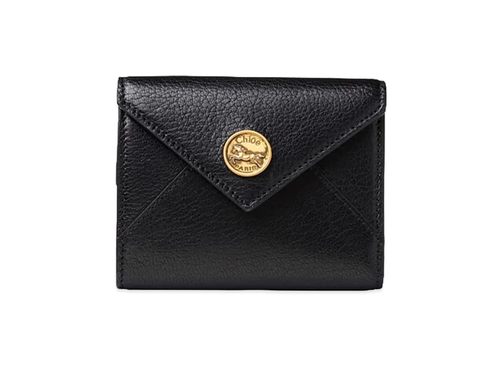 Chloe Envelope Grain Leather Small Trifold Wallet "Black"