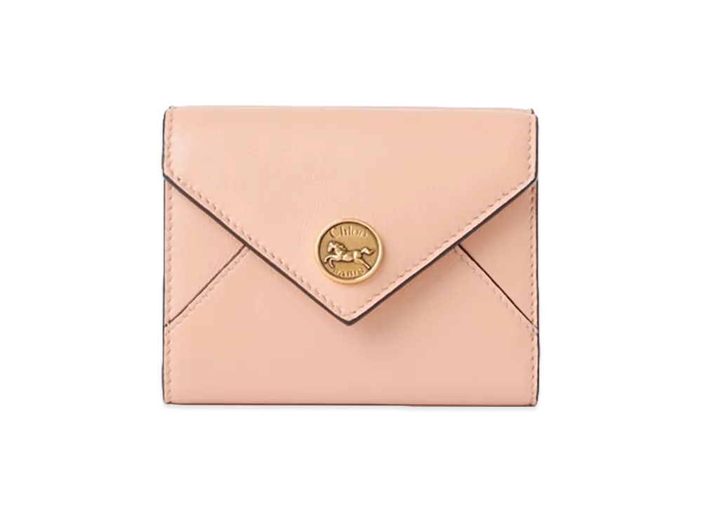 Chloe Envelope Grain Leather Small Trifold Wallet "Blushy Beige"